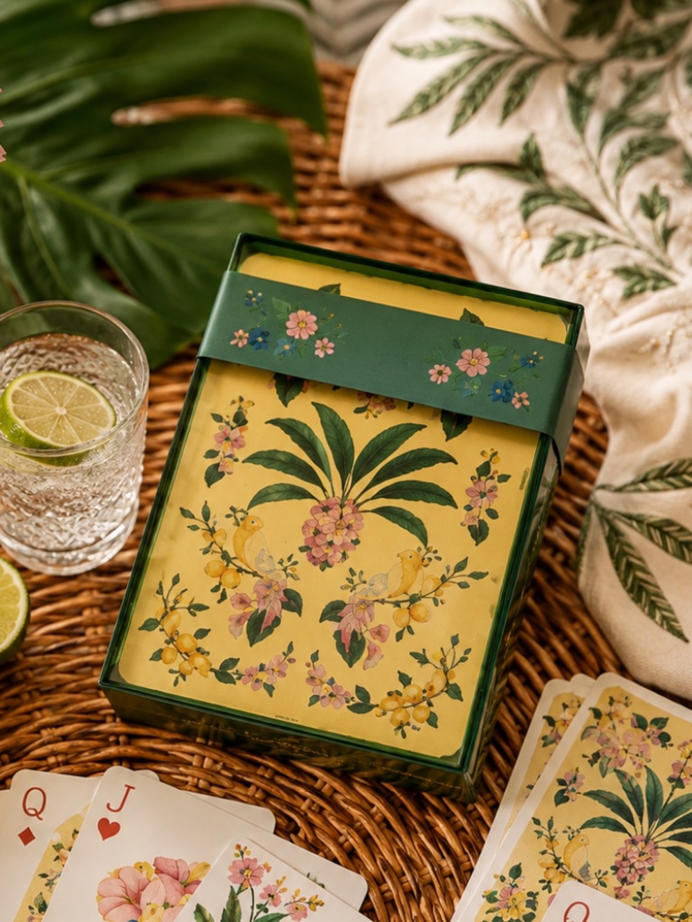 Farm Rio x Anthropologie Waterproof Playing Cards Floral Acrylic Case NWT